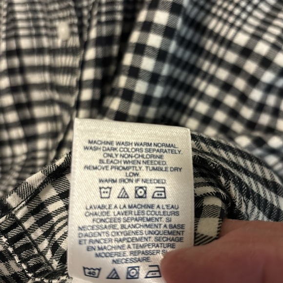 Lands’ End Black And White Checkered Blouse  Size 16 - Picture 6 of 7